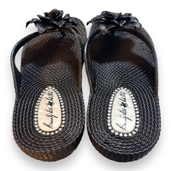 Beverly Hills Polo Hills Polo Club Floral Black Sandals Women’s Size 7 - Picture 3 of 5